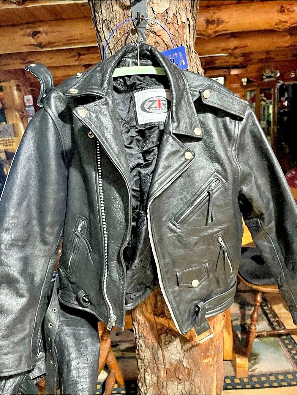 ZR Apparel Men's Black Leather Motorcycle Jacket